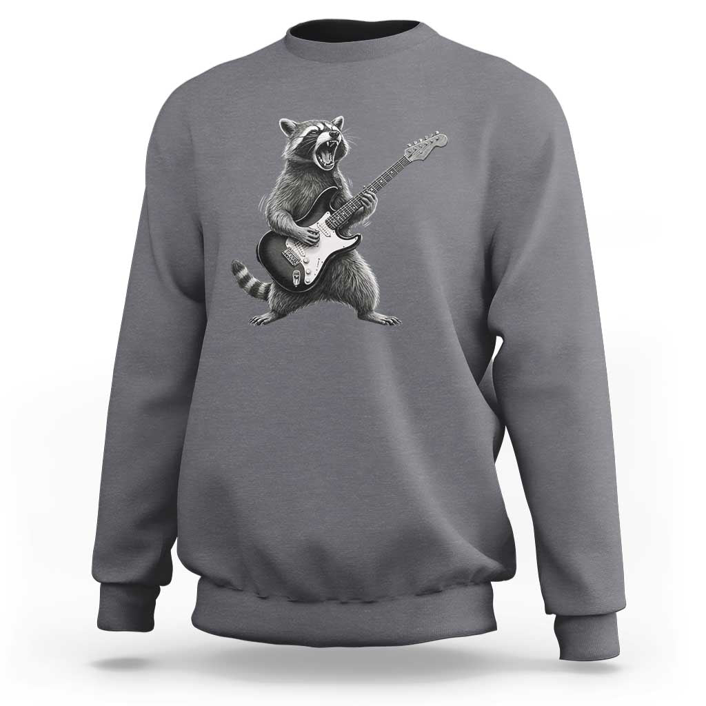 Funny Raccoon Playing Guitar Rock and Roll Sweatshirt