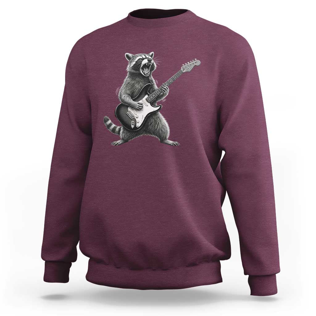 Funny Raccoon Playing Guitar Rock and Roll Sweatshirt