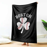 Funny Boston St Patricks Day Baseball Shamrock Throw Blanket