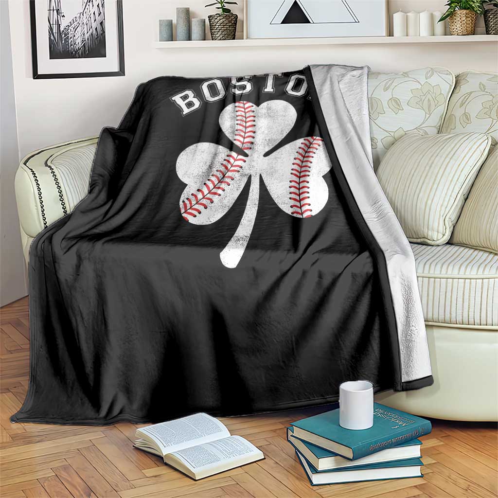 Funny Boston St Patricks Day Baseball Shamrock Throw Blanket