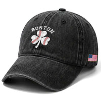 Funny Boston St Patricks Day Baseball Shamrock Washed Cotton Baseball Cap