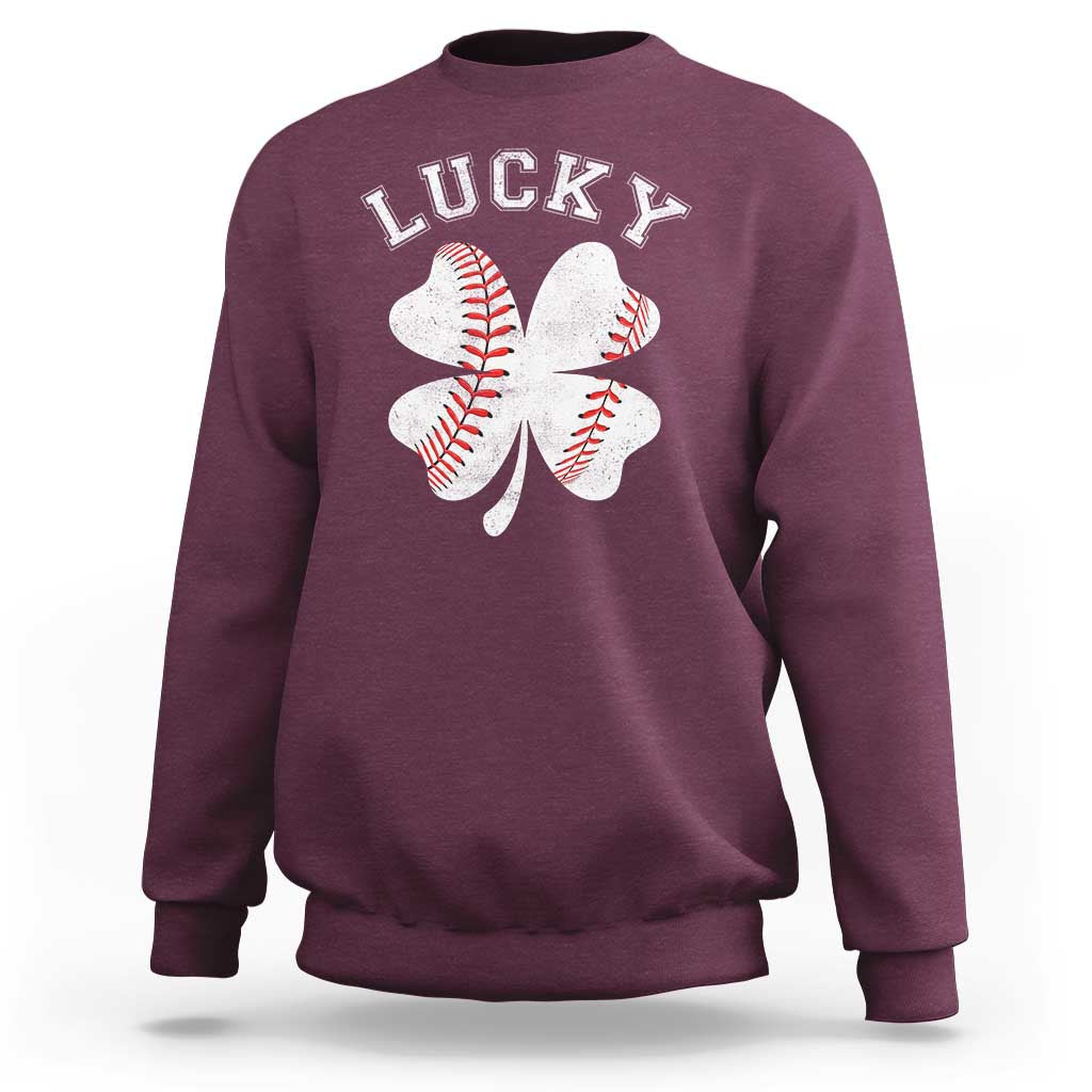 Funny Baseball Lucky Clover St Patricks Day Sweatshirt