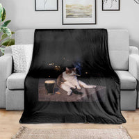 Funny Cigarette And Drinking Irish Stout Beer Cat Meme Throw Blanket