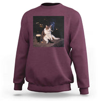 Funny Cigarette And Drinking Irish Stout Beer Cat Meme Sweatshirt
