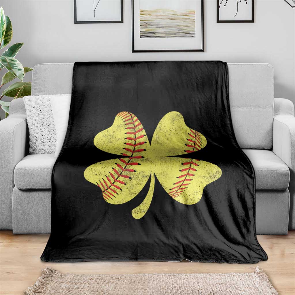 Softball St Patricks Day Irish Clover Sport Throw Blanket