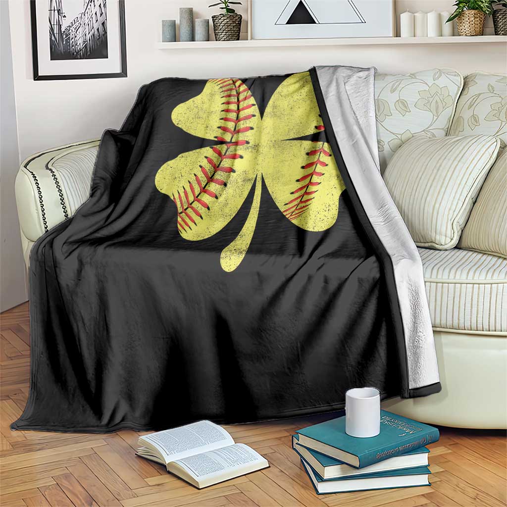 Softball St Patricks Day Irish Clover Sport Throw Blanket