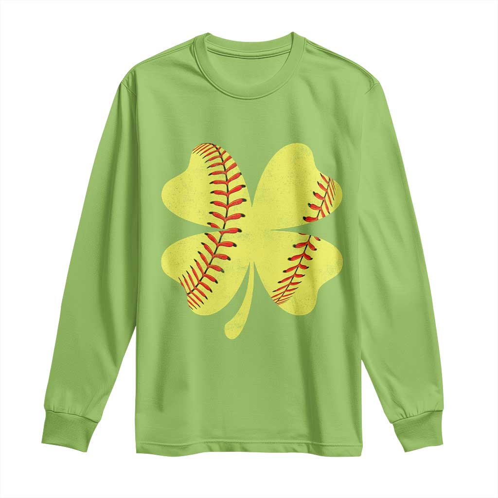 Softball St Patricks Day Irish Clover Sport Long Sleeve Shirt
