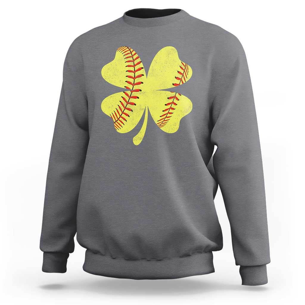Softball St Patricks Day Irish Clover Sport Sweatshirt