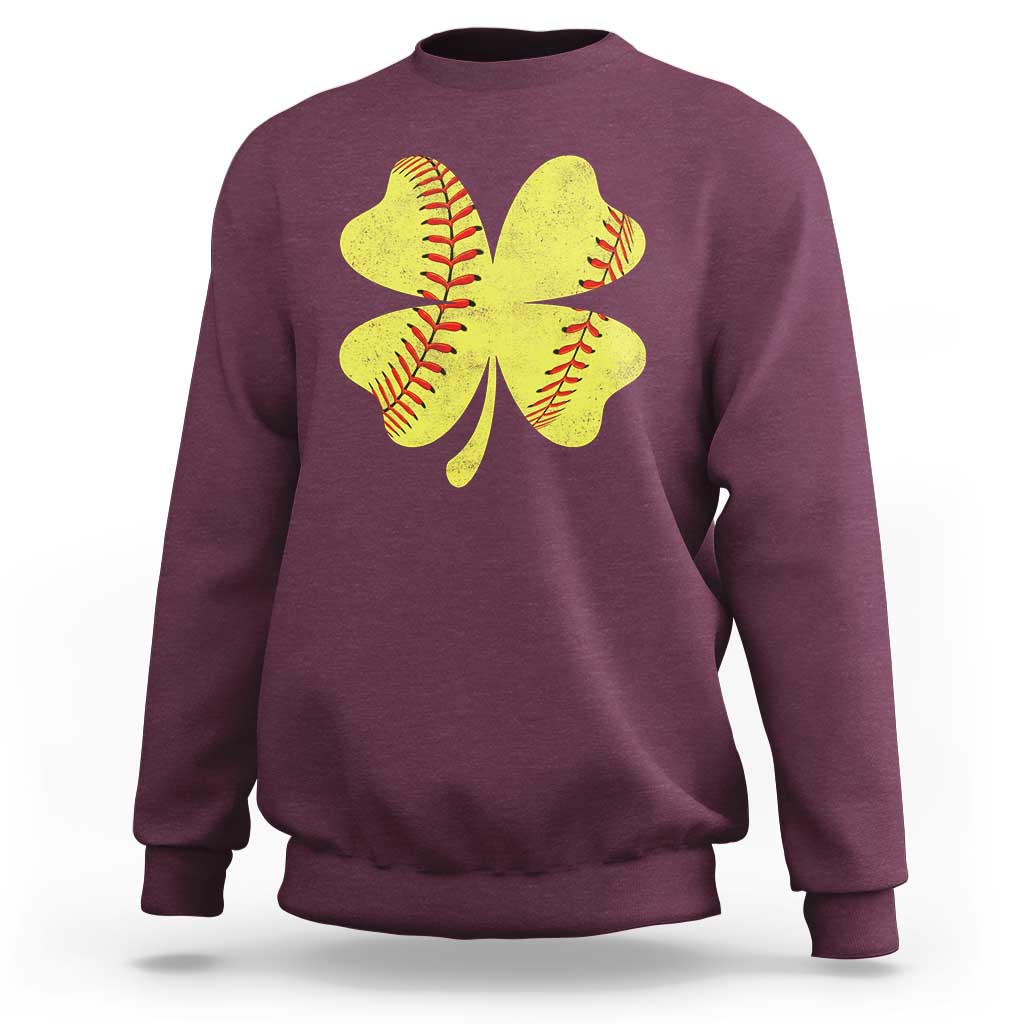 Softball St Patricks Day Irish Clover Sport Sweatshirt