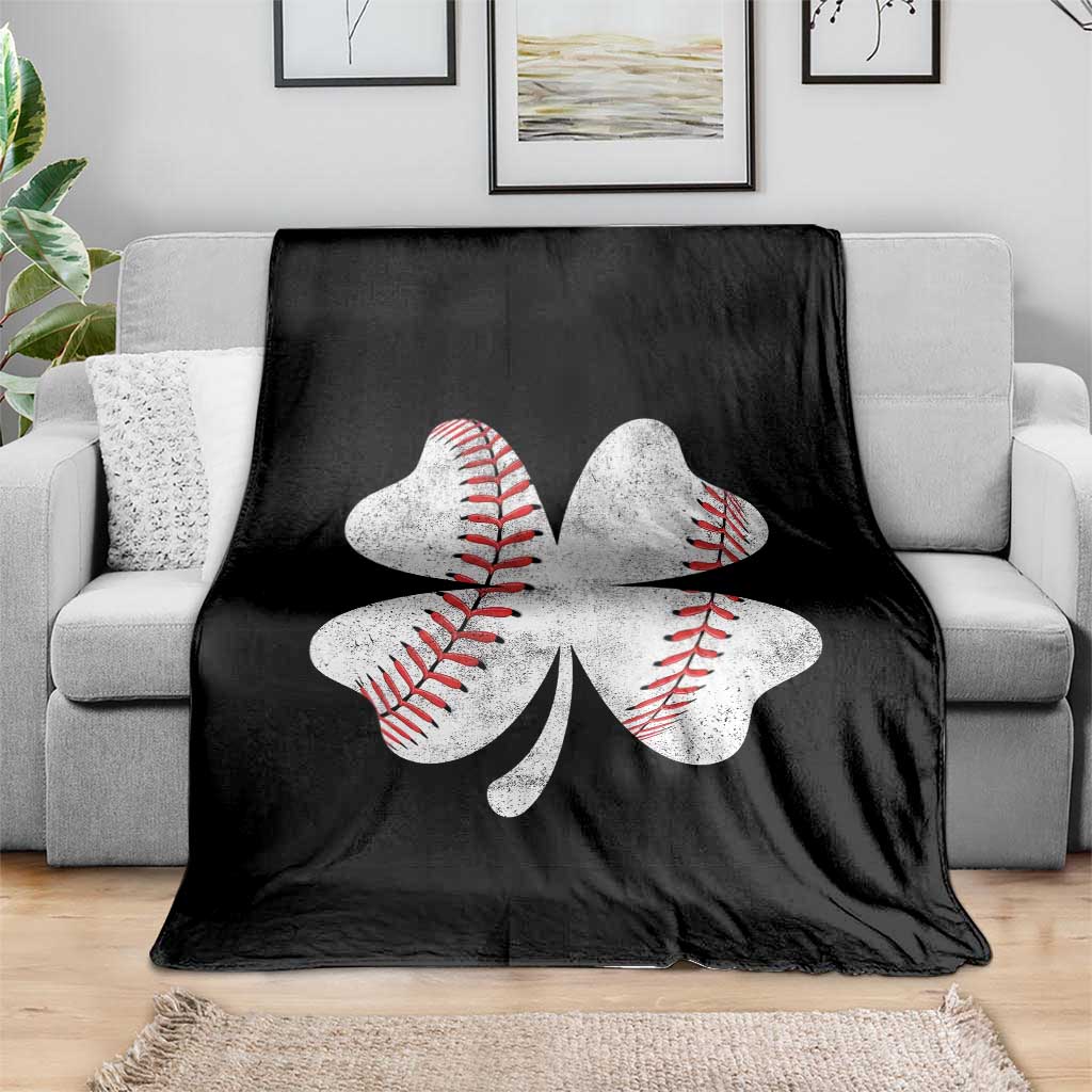 Funny Baseball St Patricks Day Vintage Clover Throw Blanket