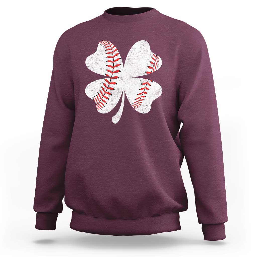 Funny Baseball St Patricks Day Vintage Clover Sweatshirt