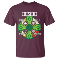 Irishki Half Irish Half Polish T Shirt Celtic Cross St Patricks