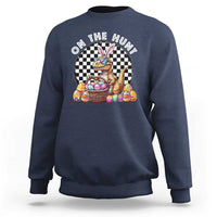 Funny Easter Day Dinosaur Bunny Sweatshirt On The Hunt Egg Hunting