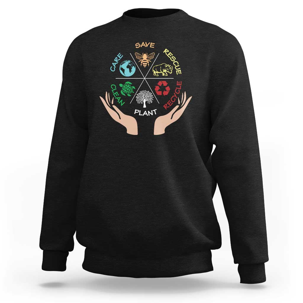 Save Bees Rescue Animals Recycle Plastic Plant Tree Sweatshirt Earth Day