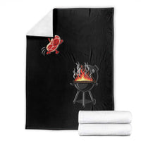 Funny BBQ Steak Meme Cute Meat Jumping Into Grill Throw Blanket