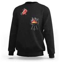 Funny BBQ Steak Meme Cute Meat Jumping Into Grill Sweatshirt