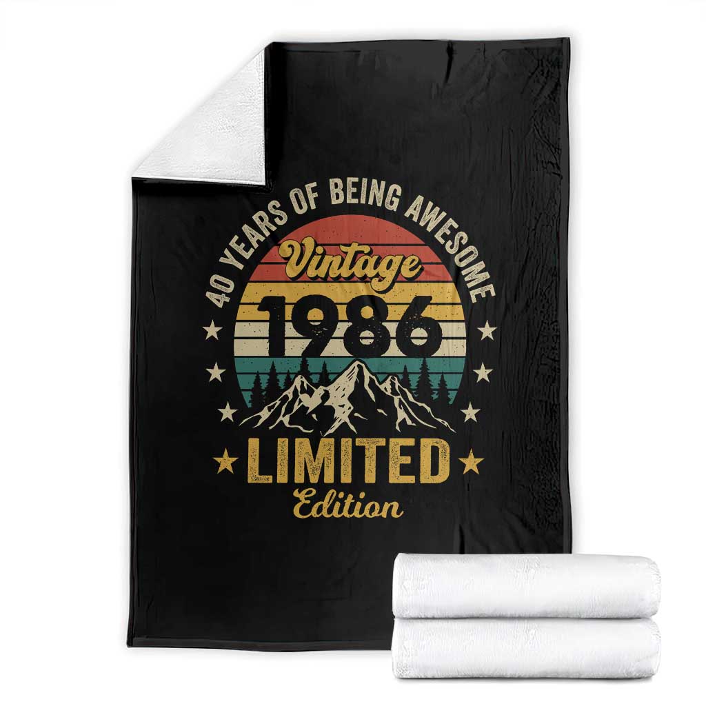 40th Birthday Throw Blanket Vintage 1986 Limited Edition Retro 40 Years Of Being Awesome Mountain