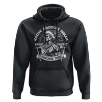 Black graphic hoodie with large front Native American pride and respect eagle print