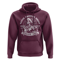 Maroon graphic hoodie with large front Native American pride and respect eagle print