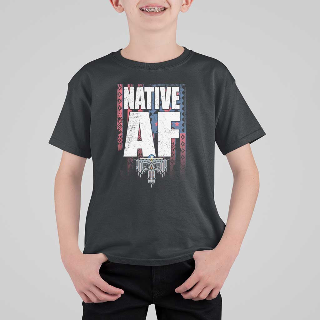 Native American Indian T Shirt For Kid Native AF Indigenous Vintage Thunderbird - Wonder Print Shop