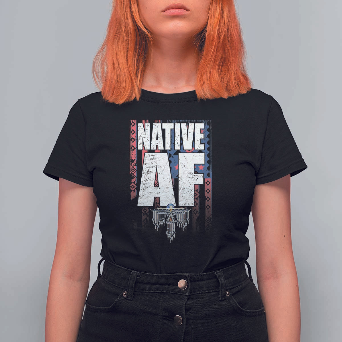 Native American Indian T Shirt For Women Native AF Indigenous Vintage Thunderbird - Wonder Print Shop