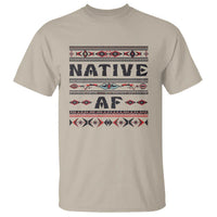 Sand Native American T-shirt with colorful tribal-style “NATIVE” and “AF” graphic
