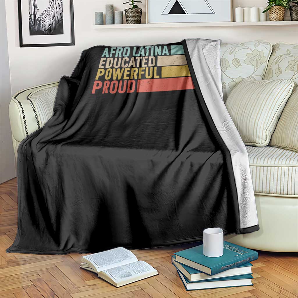Afro Latina Throw Blanket Educated Powerful Proud Hispanic Heritage Month - Wonder Print Shop