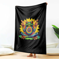 Tie Dye Frog Peace Sign Hippie Sunflower Throw Blanket - Wonder Print Shop