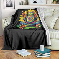 Tie Dye Frog Peace Sign Hippie Sunflower Throw Blanket - Wonder Print Shop
