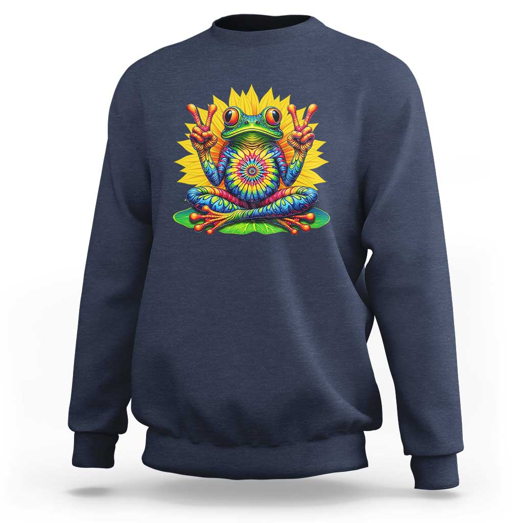 Tie Dye Frog Peace Sign Hippie Sunflower Sweatshirt - Wonder Print Shop