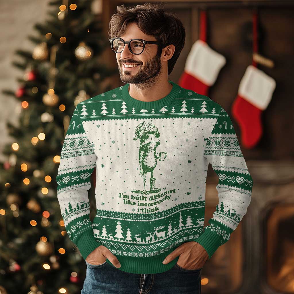 I Am Built Different Like Incorrectly I Think Frog Humor Ugly Christmas Sweater