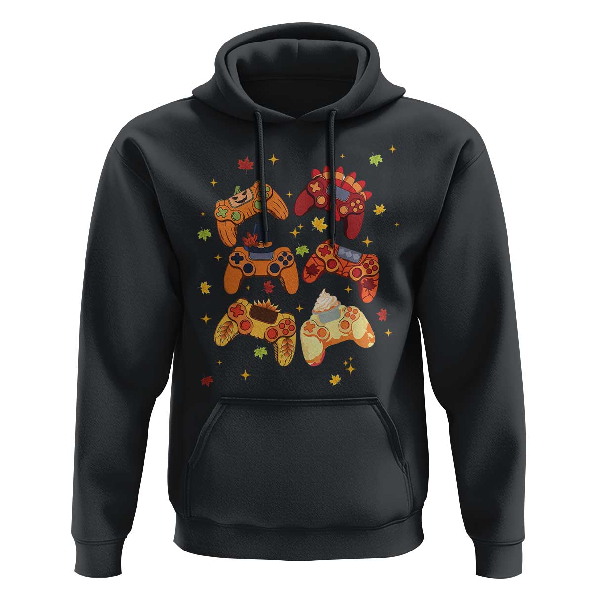 Fall Season Gamers Hoodie Gaming Controllers Pumpkin Turkey Autumn Maple Leaf