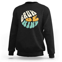 Black crewneck sweatshirt with BRUH kind graphic on the front