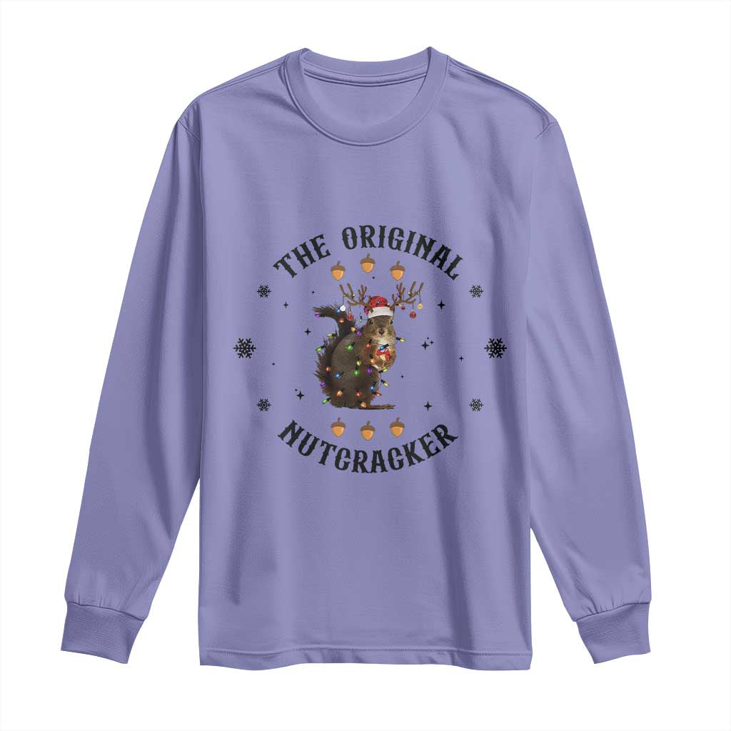 Funny Christmas Squirrel Long Sleeve Shirt The Original Nutcracker Snowflake Santa Hat TS11