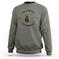 Sport gray crewneck sweatshirt with nutcracker graphic and winter snowflake accents
