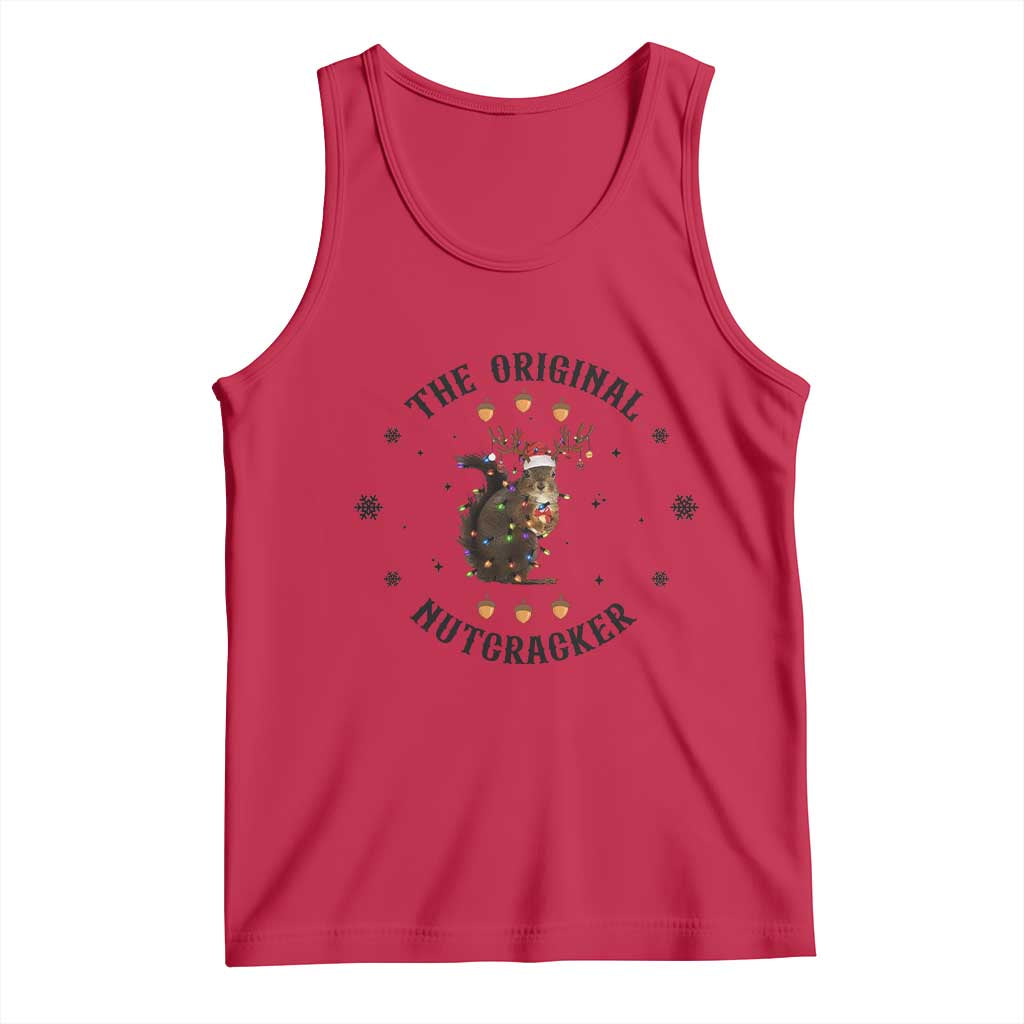 Funny Christmas Squirrel Tank Top The Original Nutcracker Snowflake Santa Hat - Wonder Print Shop