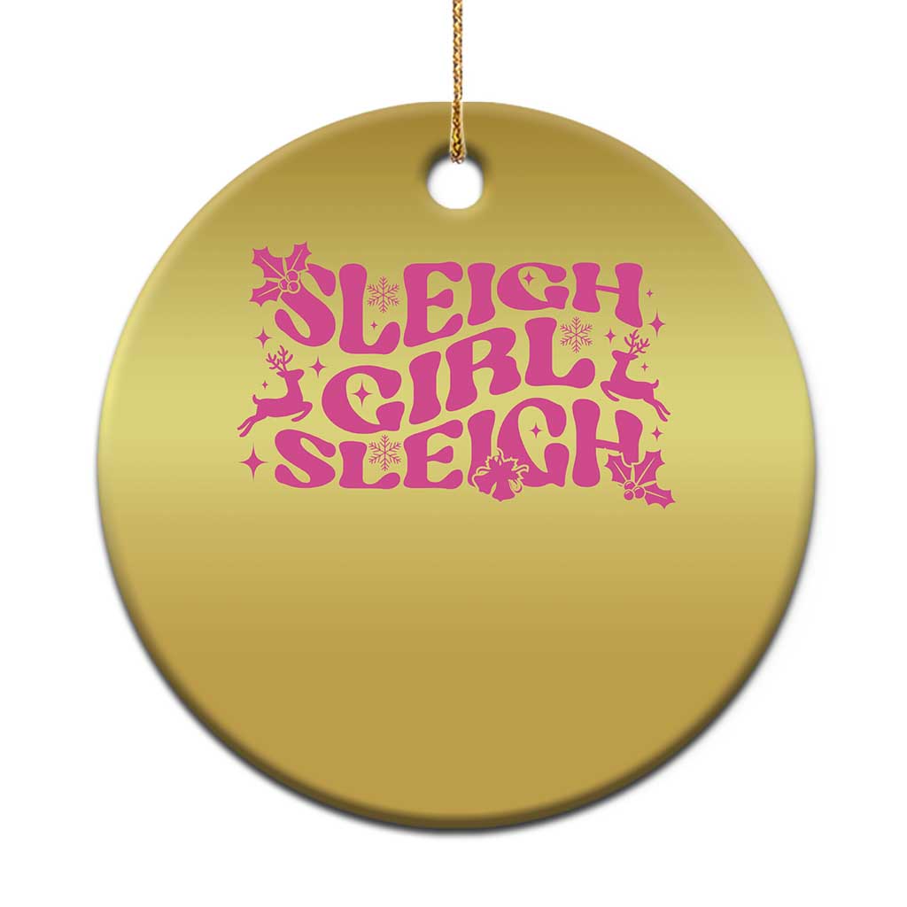 Funny Pink Christmas Christmas Ornament Sleigh Girl Sleigh Reindeer - Wonder Print Shop