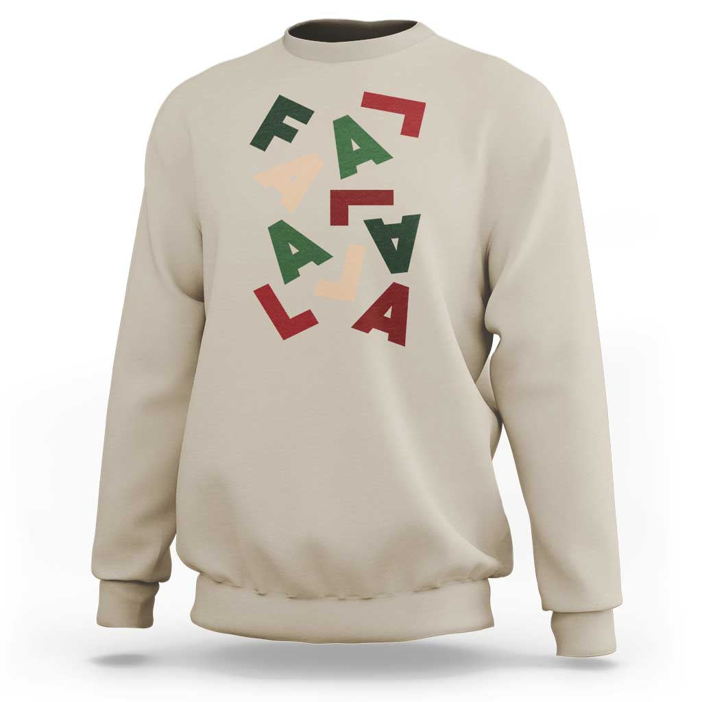 Sand crewneck sweatshirt with multicolor 'Fa La La' holiday graphic