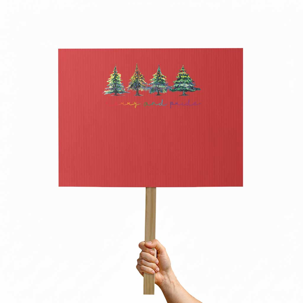 Funny Christmas LGBT Protest Sign Merry And Pride Rainbow Xmas Tree - Wonder Print Shop