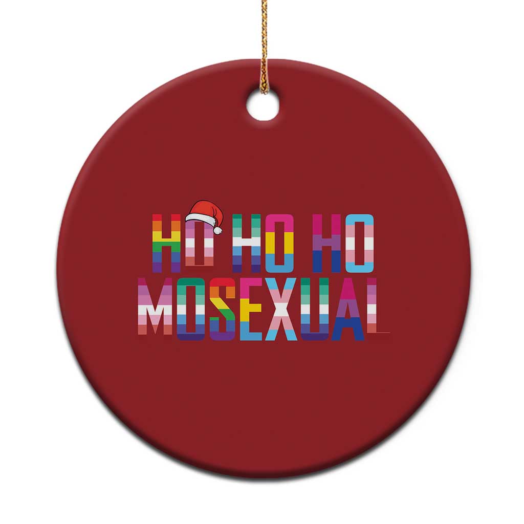 Funny LGBT Xmas Christmas Ornament Ho Ho Ho Mosexual LGBT Flag - Wonder Print Shop