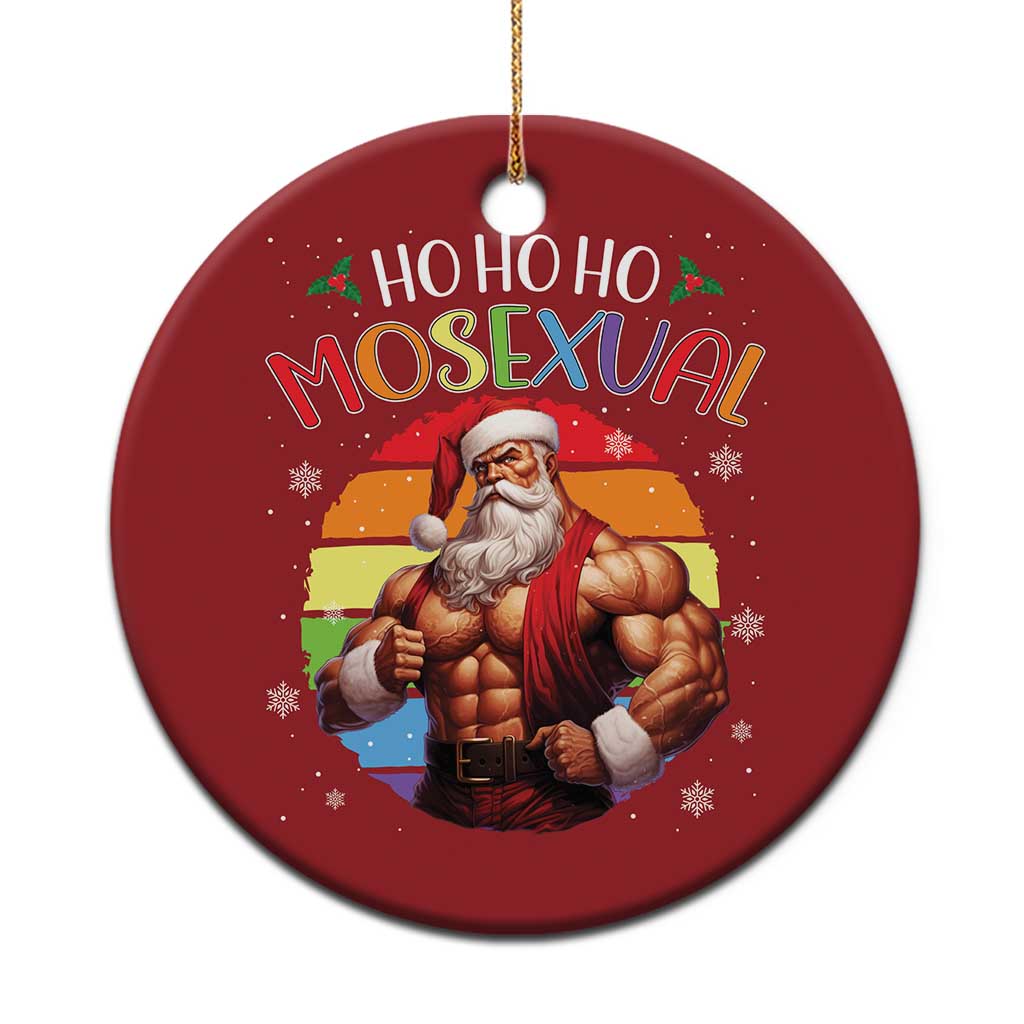 Funny Xmas LGBT Christmas Ornament Ho Ho Ho Mosexual Rainbow Santa - Wonder Print Shop