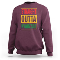 Maroon crewneck sweatshirt with "STRAIGHT OUTTA KWANZAA" front graphic.