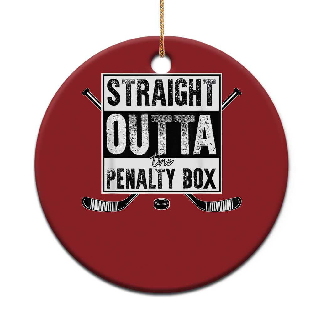 Funny Ice Hockey Christmas Ornament Straight Outta The Penalty Box Vintage Ice Hockey Sticks - Wonder Print Shop