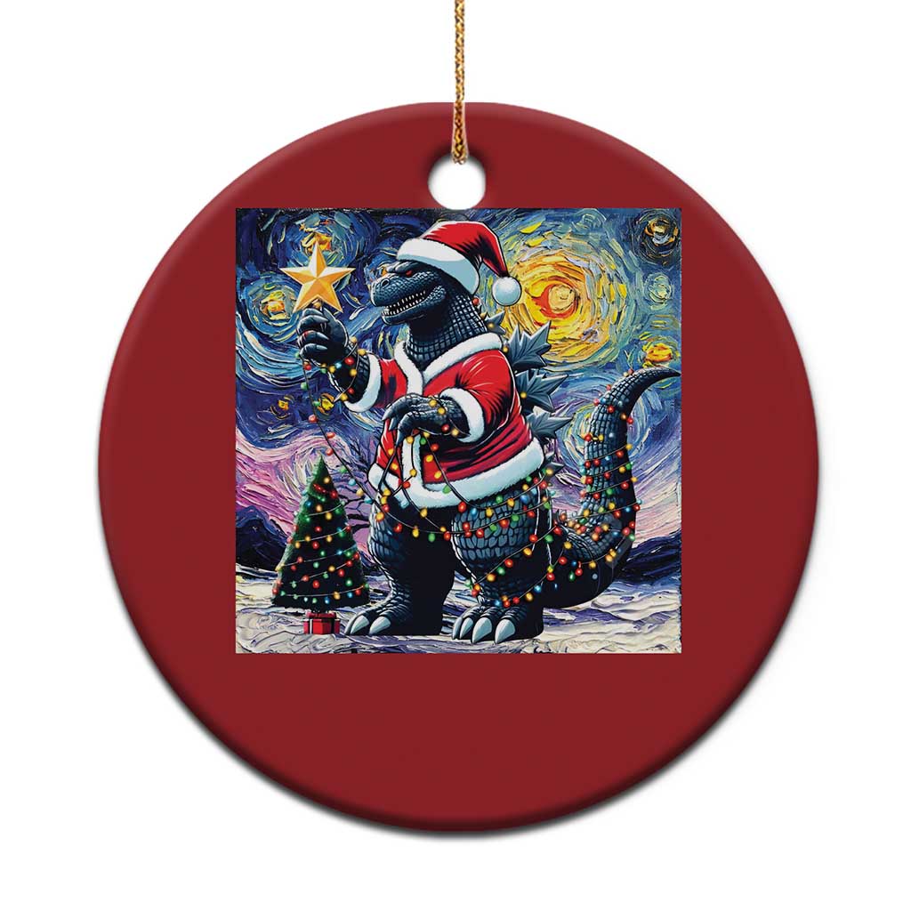 Funny Xmas Santa Godzilla Japanese Monster Starry Night Christmas Ornament - Wonder Print Shop