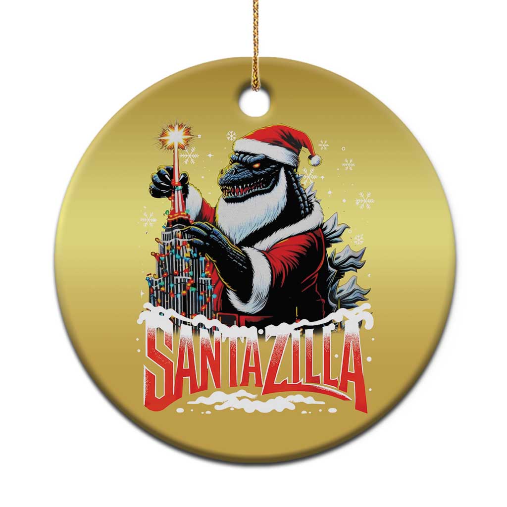 Funny Xmas Santa Godzilla Christmas Ornament Santazilla Tower Xmas Tree - Wonder Print Shop