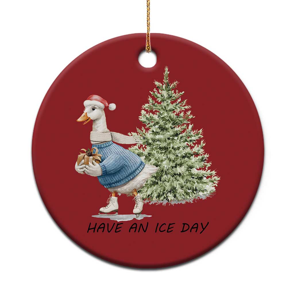 Funny Xmas Ice Skating Christmas Ornament Have An Ice Day Goose Xmas Tree - Wonder Print Shop