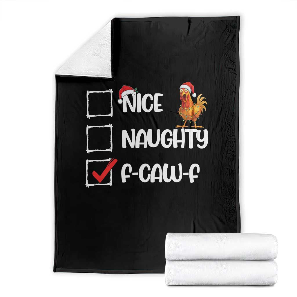 Funny F Caw F Chicken Christmas Throw Blanket Nice Naughty Cartoon Rooster Poultry Animal - Wonder Print Shop