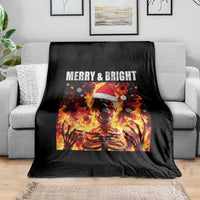 Funny Merry And Bright Throw Blanket Christmas Chaos Xmas Skeleton Fire Flames - Wonder Print Shop