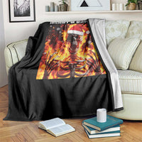 Funny Merry And Bright Throw Blanket Christmas Chaos Xmas Skeleton Fire Flames - Wonder Print Shop