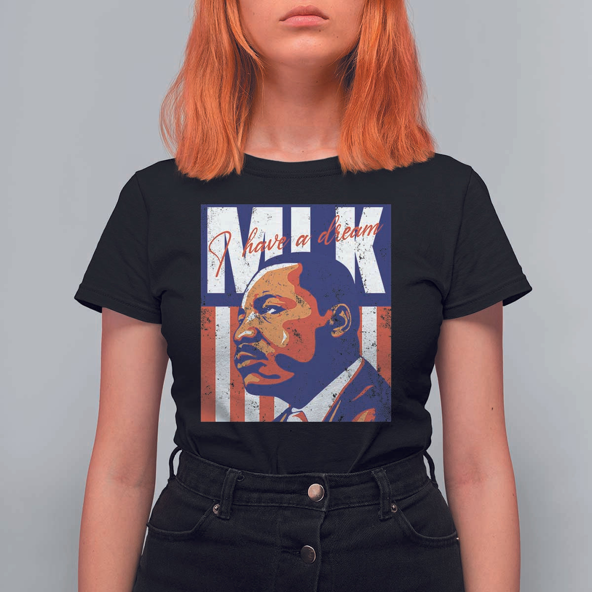 MLK Day I Have A Dream T Shirt For Women Martin Luther King Vintage American Flag Black History Month